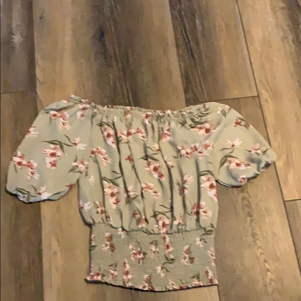 ruffled floral strapless top